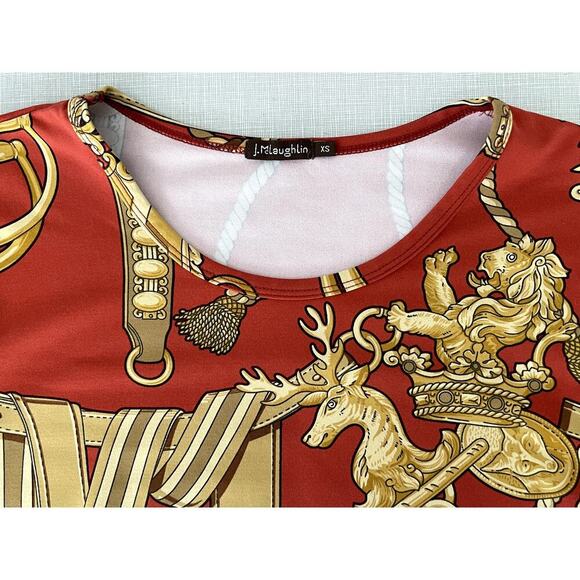 J McLaughlin Sz XS Signature T Orange Buckle Print Catalina Equestrian Classic - Picture 6 of 15